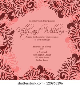 Wedding card or invitation with abstract floral background. Greeting postcard in grunge or retro vector Elegance pattern with flowers roses floral illustration vintage style Valentine anniversary
