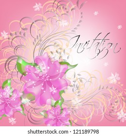 Wedding card or invitation with abstract floral background. Greeting postcard in grunge or retro vector Elegance pattern with flowers roses floral illustration vintage style Valentine anniversary