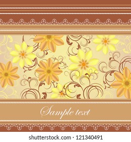 Wedding card or invitation with abstract floral background. Abstract greeting card.