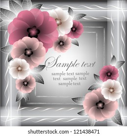 Wedding card or invitation with abstract floral background. Abstract greeting card.