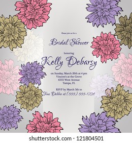 Wedding card or invitation with abstract floral background. Greeting postcard in grunge or retro vector Elegance pattern with flowers roses floral illustration vintage style Valentine anniversary