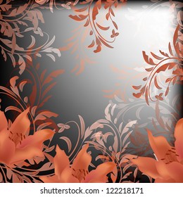 Wedding card or invitation with abstract floral background. Greeting postcard in grunge or retro vector Elegance pattern with flowers roses floral illustration vintage style Valentine anniversary