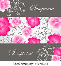 Wedding card or invitation with abstract floral background. Abstract greeting card.