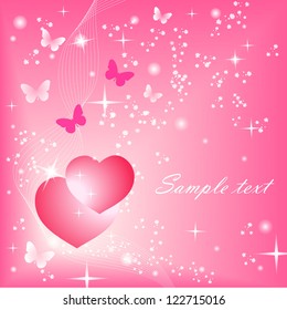 Wedding card or invitation with abstract floral background. Abstract greeting card.