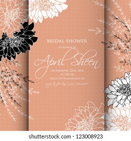 Wedding card or invitation with abstract floral background. Greeting postcard in grunge or retro vector Elegance pattern with flowers roses floral illustration vintage style Valentine anniversary
