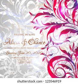Wedding card or invitation with abstract floral background. Greeting postcard in grunge or retro vector Elegance pattern with flowers roses floral illustration vintage style