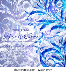 Wedding card or invitation with abstract floral background. Greeting postcard in grunge or retro vector Elegance pattern with flowers roses floral illustration vintage style