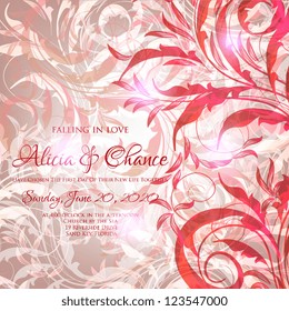 Wedding card or invitation with abstract floral background. Greeting postcard in grunge or retro vector Elegance pattern with flowers roses floral illustration vintage style