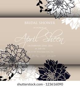 Wedding card or invitation with abstract floral background. Greeting postcard in grunge or retro vector Elegance pattern with flowers roses floral illustration vintage style Valentine anniversary