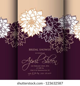 Wedding card or invitation with abstract floral background. Greeting postcard in grunge or retro vector Elegance pattern with flowers roses floral illustration vintage style Valentine anniversary