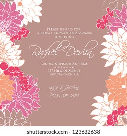 Wedding card or invitation with abstract floral background. Greeting postcard in grunge or retro vector Elegance pattern with flowers roses floral illustration vintage style Valentine anniversary