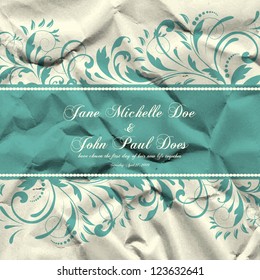 Wedding card or invitation with abstract floral background. Greeting postcard in grunge or retro vector Elegance pattern with flowers roses floral illustration vintage style Valentine anniversary
