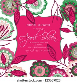Wedding card or invitation with abstract floral background. Greeting postcard in grunge or retro vector Elegance pattern with flowers roses floral illustration vintage style Valentine anniversary