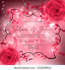 Wedding card or invitation with abstract floral background. Greeting postcard in grunge or retro vector Elegance pattern with flowers roses floral illustration vintage style Valentine anniversary