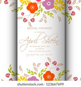 Wedding card or invitation with abstract floral background. Greeting postcard in grunge or retro vector Elegance pattern with flowers roses floral illustration vintage style Valentine anniversary
