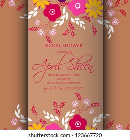Wedding card or invitation with abstract floral background. Greeting postcard in grunge or retro vector Elegance pattern with flowers roses floral illustration vintage style Valentine anniversary