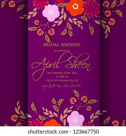 Wedding card or invitation with abstract floral background. Greeting postcard in grunge or retro vector Elegance pattern with flowers roses floral illustration vintage style Valentine anniversary