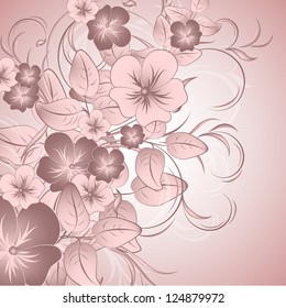 Wedding card or invitation with abstract floral background. Abstract greeting card.