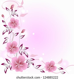 Wedding card or invitation with abstract floral background. Abstract greeting card.