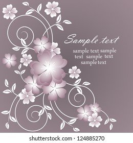 Wedding card or invitation with abstract floral background. Abstract greeting card.