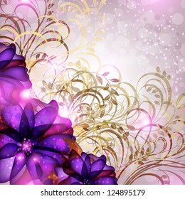 Wedding card or invitation with abstract floral background. Greeting postcard in grunge or retro vector Elegance pattern with flowers roses floral illustration vintage style Valentine anniversary