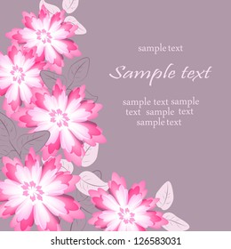 Wedding card or invitation with abstract floral background. Abstract greeting card.