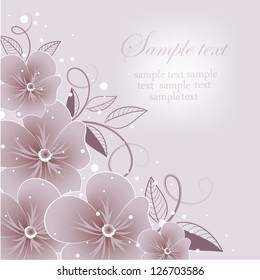 Wedding card or invitation with abstract floral background. Abstract greeting card.