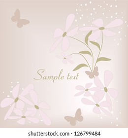 Wedding card or invitation with abstract floral background. Abstract greeting card.