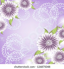  Wedding card or invitation with abstract floral background.