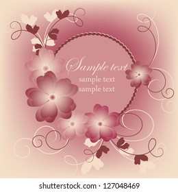 Wedding card or invitation with abstract floral background. Abstract greeting card.