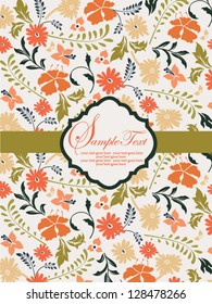 Wedding card or invitation with abstract floral background