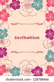 Wedding card or invitation with abstract floral background