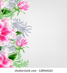 Wedding card or invitation with abstract floral background.