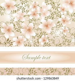 Wedding card or invitation with abstract floral background. Elegance pattern with flowers. Abstract greeting card Greeting card in grunge or retro style.