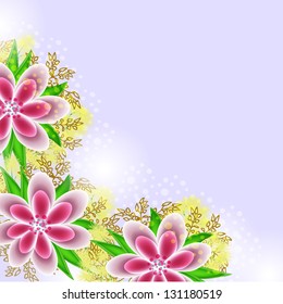  Wedding card or invitation with abstract floral background.