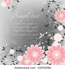 Wedding card or invitation with abstract  floral background