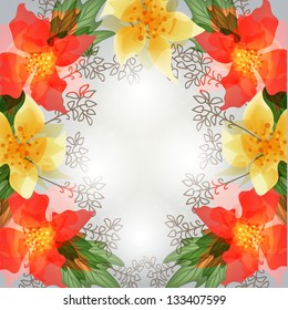  Wedding card or invitation with abstract floral background.