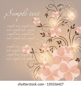 Wedding card or invitation with abstract  floral background. Elegant  floral illustration in vintage style