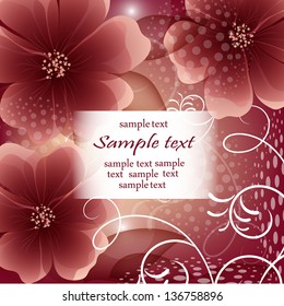 Wedding card or invitation with abstract floral background. Elegance pattern with flowers. Abstract greeting card.