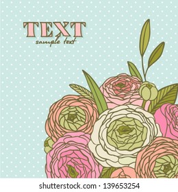 Wedding card or invitation with abstract floral background.