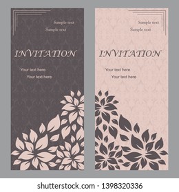 Wedding card or invitation with abstract floral background in oriental style. Elegant greeting card design