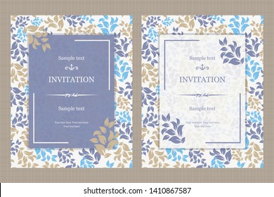 Wedding card or invitation with abstract floral background in oriental style. Elegant greeting card design