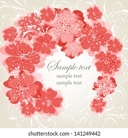 Wedding card or invitation with abstract floral background. Abstract greeting card.