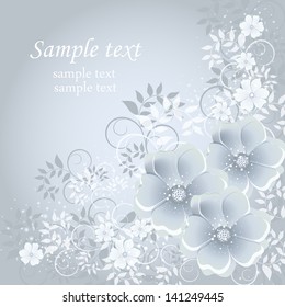 Wedding card or invitation with abstract floral background. Abstract greeting card.