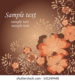 Wedding card or invitation with abstract floral background. Abstract greeting card.