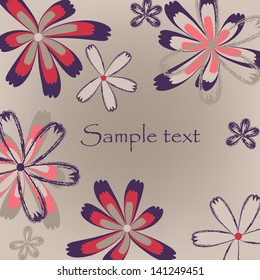 Wedding card or invitation with abstract floral background. Elegance pattern with flowers. Abstract greeting card.