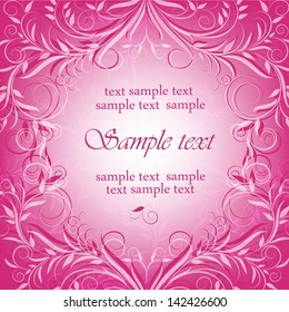 Wedding card or invitation with abstract floral background. Greeting card in grunge or retro style