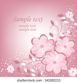 Wedding card or invitation with abstract floral background. Stylish floral retro background.