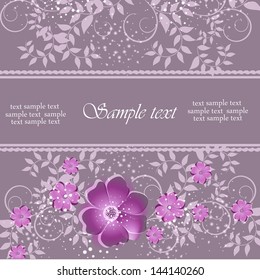 Wedding card or invitation with abstract floral background. Stylish floral retro background.