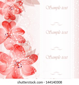 Wedding card or invitation with abstract floral background. Stylish floral retro background.